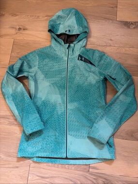 Under Armour Women's Teal Patterned Hooded Zip Jacket